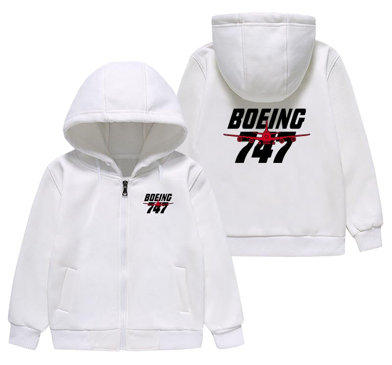 Amazing Boeing 747 Designed "CHILDREN" Zipped Hoodies