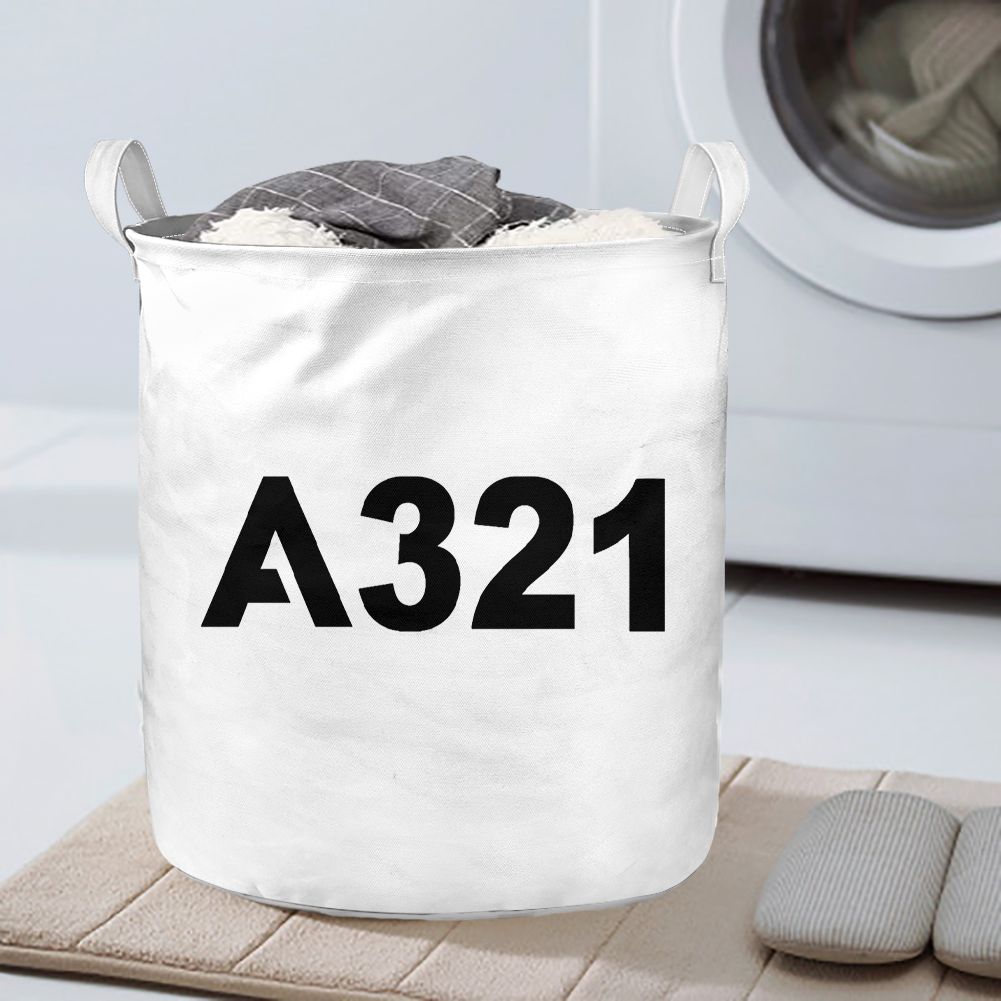 A321 Flat Text Designed Laundry Baskets