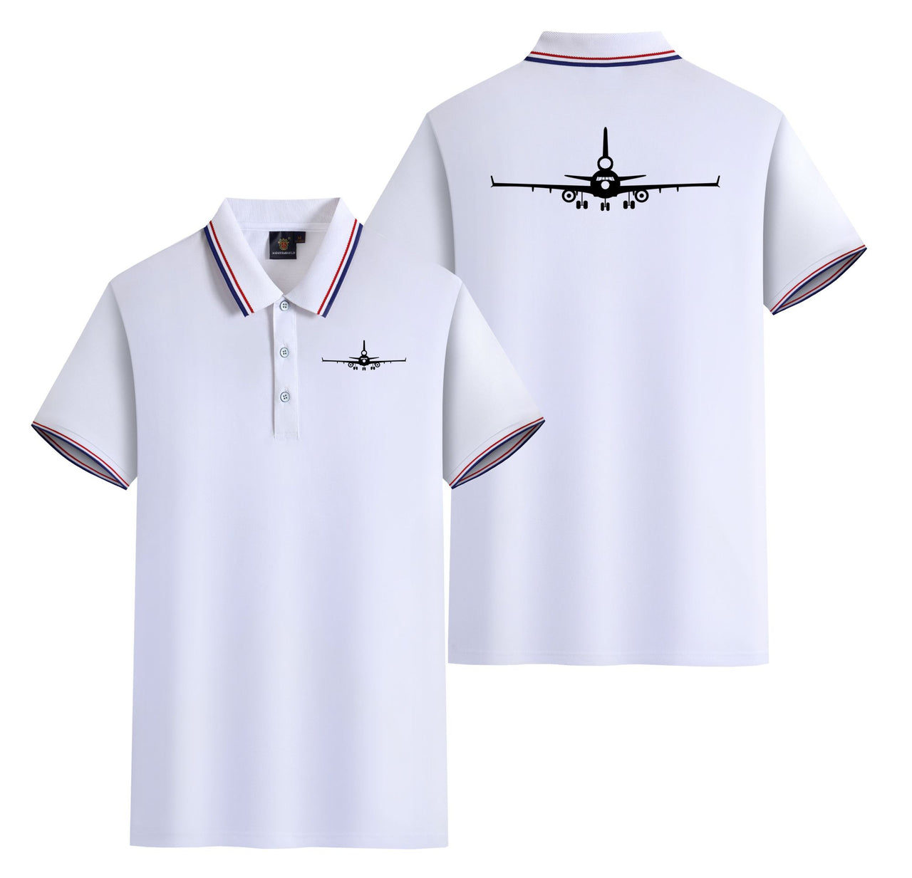 McDonnell Douglas MD-11 Silhouette Plane Designed Stylish Polo T-Shirts (Double-Side)