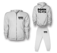 Thumbnail for Born To Fix Airplanes Designed Zipped Hoodies & Sweatpants Set