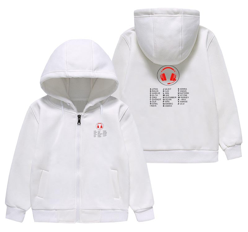 Aviation Alphabet 3 Designed "CHILDREN" Zipped Hoodies