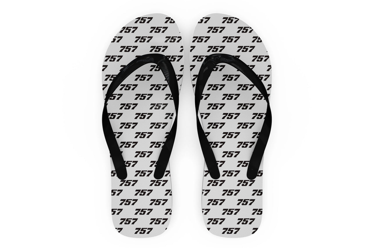 757 Flat Text Designed Slippers (Flip Flops)