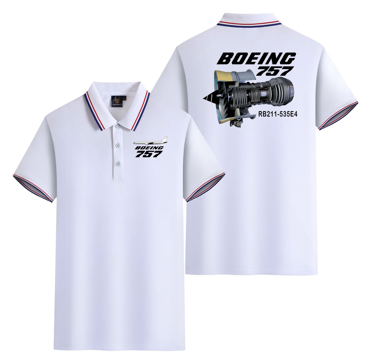 Boeing 757 & Rolls Royce Engine (RB211) Designed Stylish Polo T-Shirts (Double-Side)