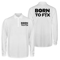 Thumbnail for Born To Fix Airplanes Designed Long Sleeve Polo T-Shirts (Double-Side)