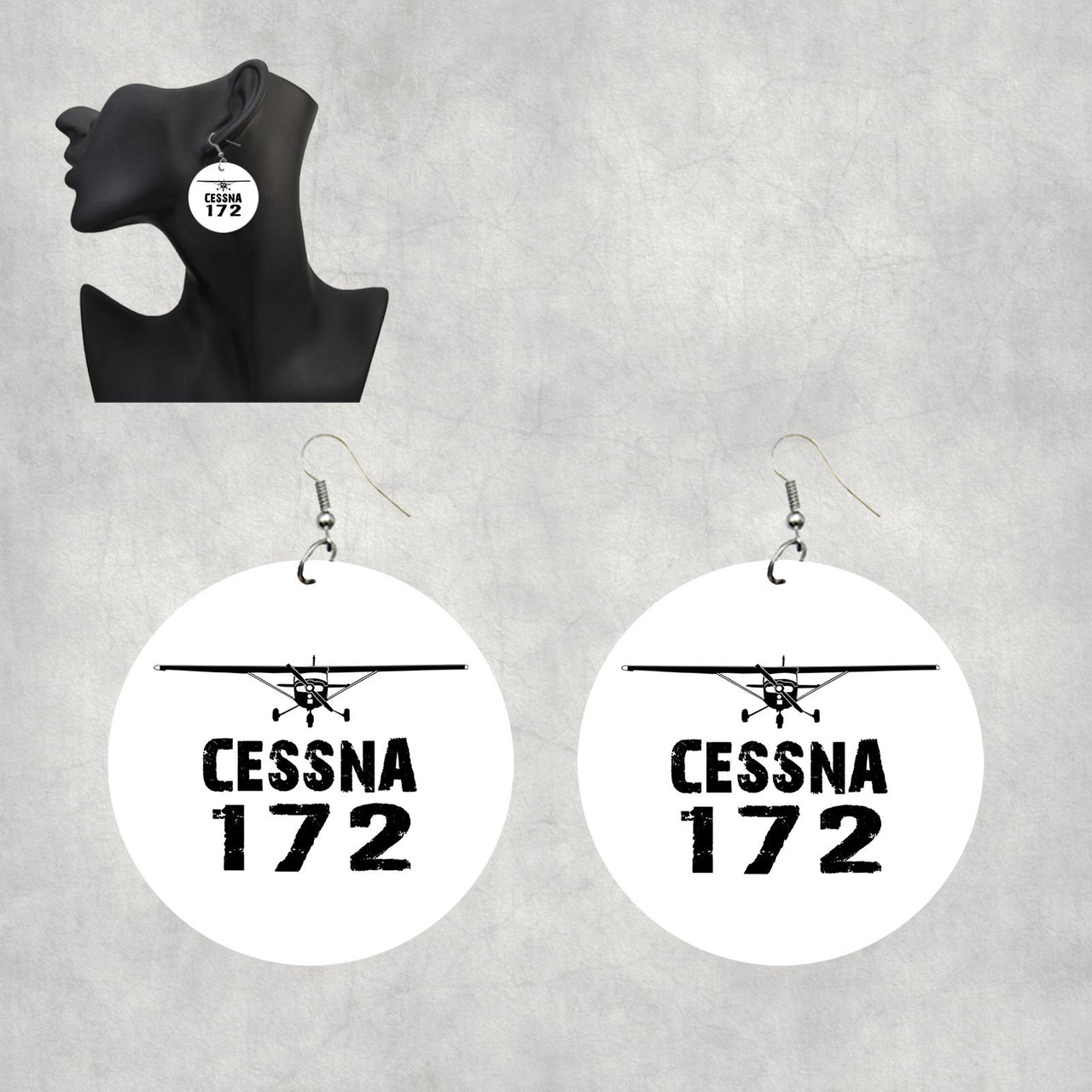 Cessna 172 & Plane Designed Wooden Drop Earrings