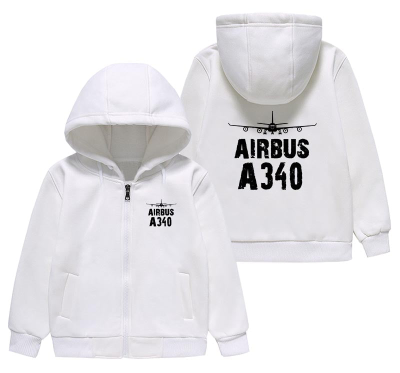 Airbus A340 & Plane Designed "CHILDREN" Zipped Hoodies