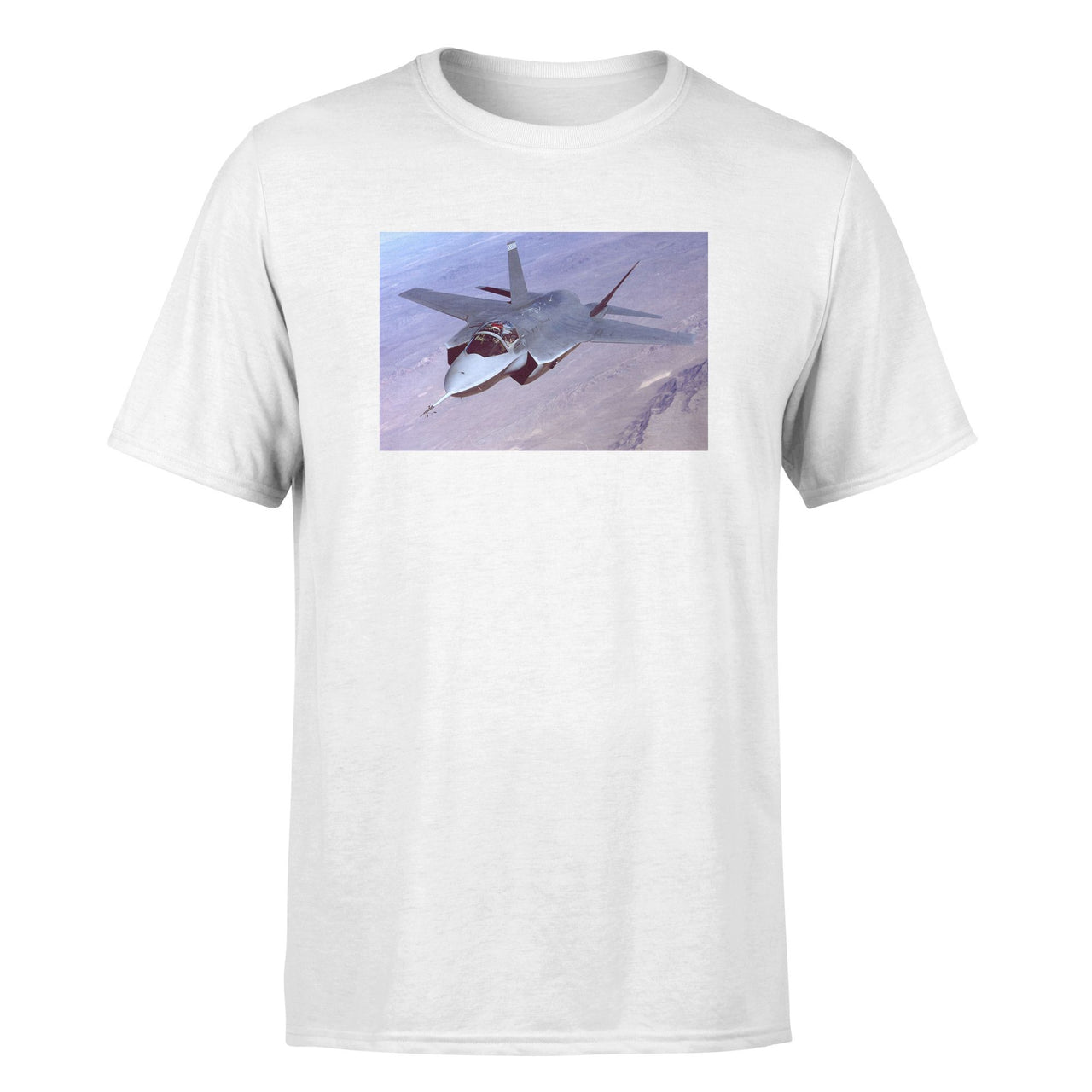 Fighting Falcon F35 Captured in the Air Designed T-Shirts