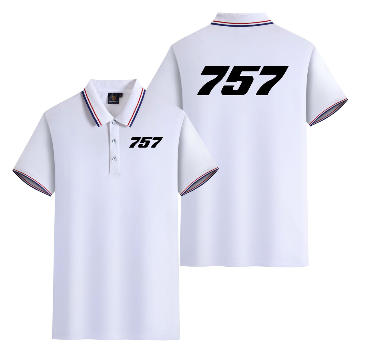 757 Flat Text Designed Stylish Polo T-Shirts (Double-Side)