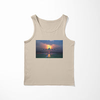 Thumbnail for Super Airbus A380 Landing During Sunset Designed Tank Tops