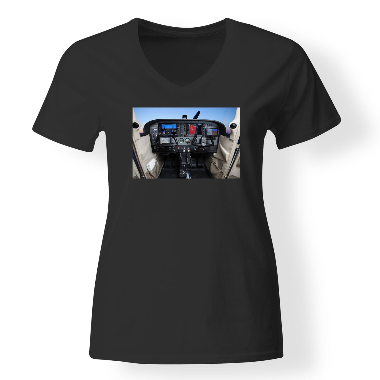 Cessna 172 Cockpit Designed V-Neck T-Shirts