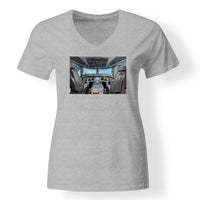 Thumbnail for Embraer E190 Cockpit Designed V-Neck T-Shirts