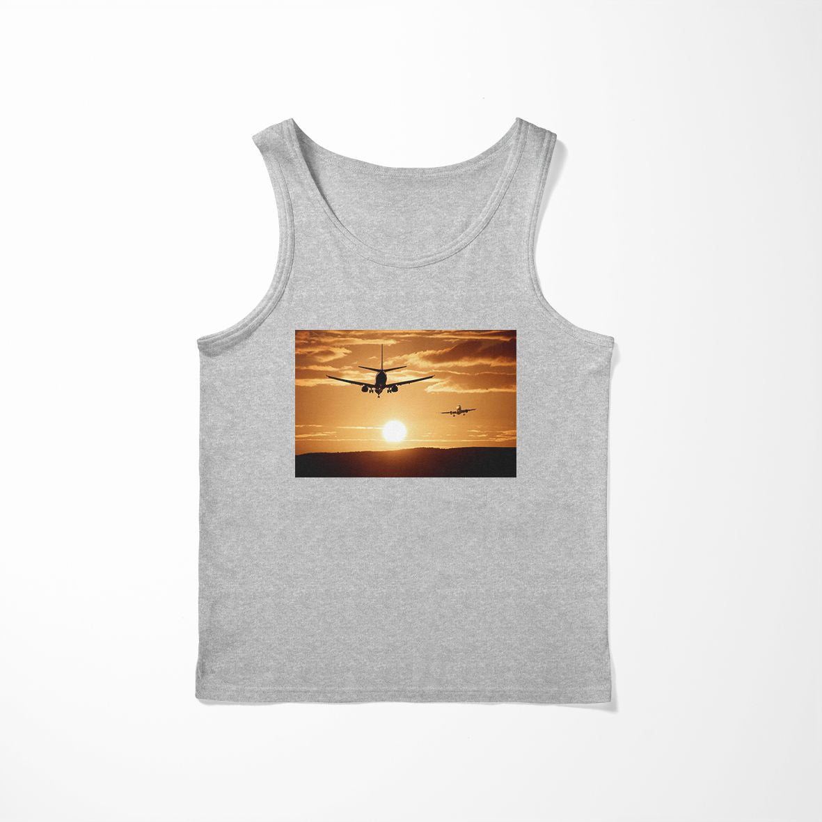 Two Aeroplanes During Sunset Designed Tank Tops