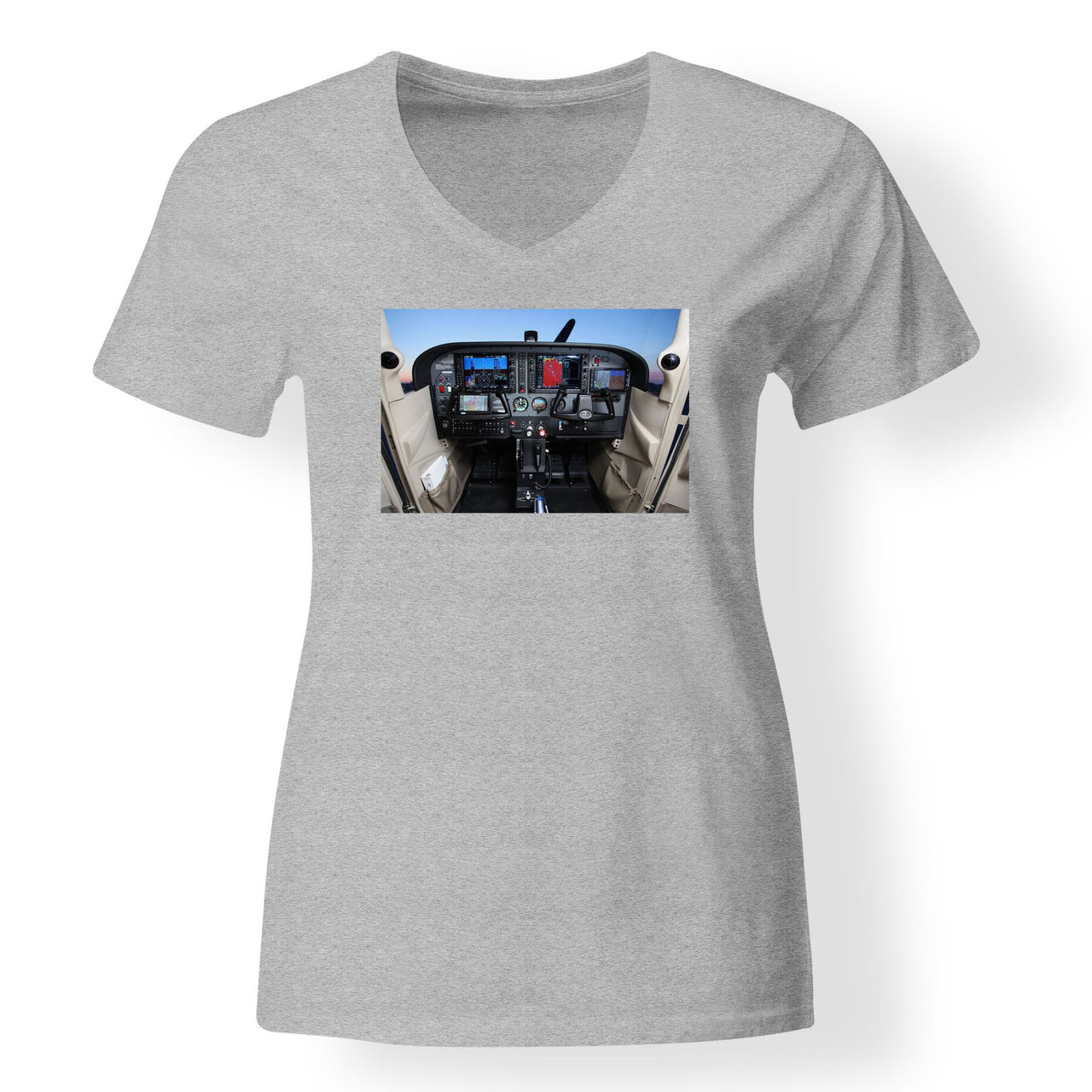 Cessna 172 Cockpit Designed V-Neck T-Shirts