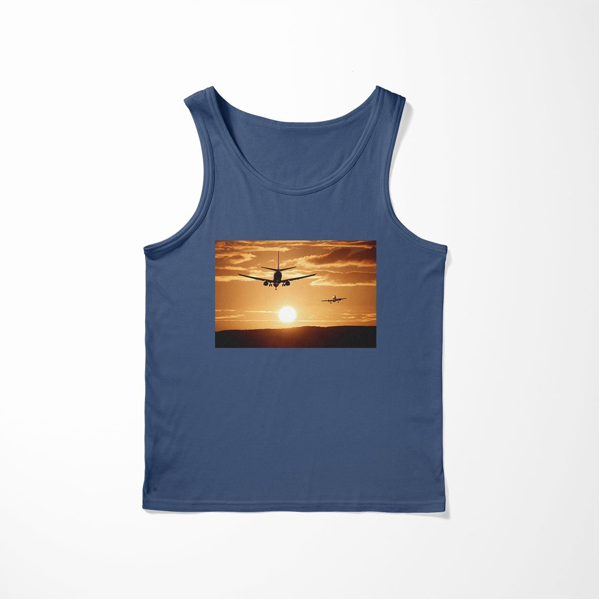 Two Aeroplanes During Sunset Designed Tank Tops