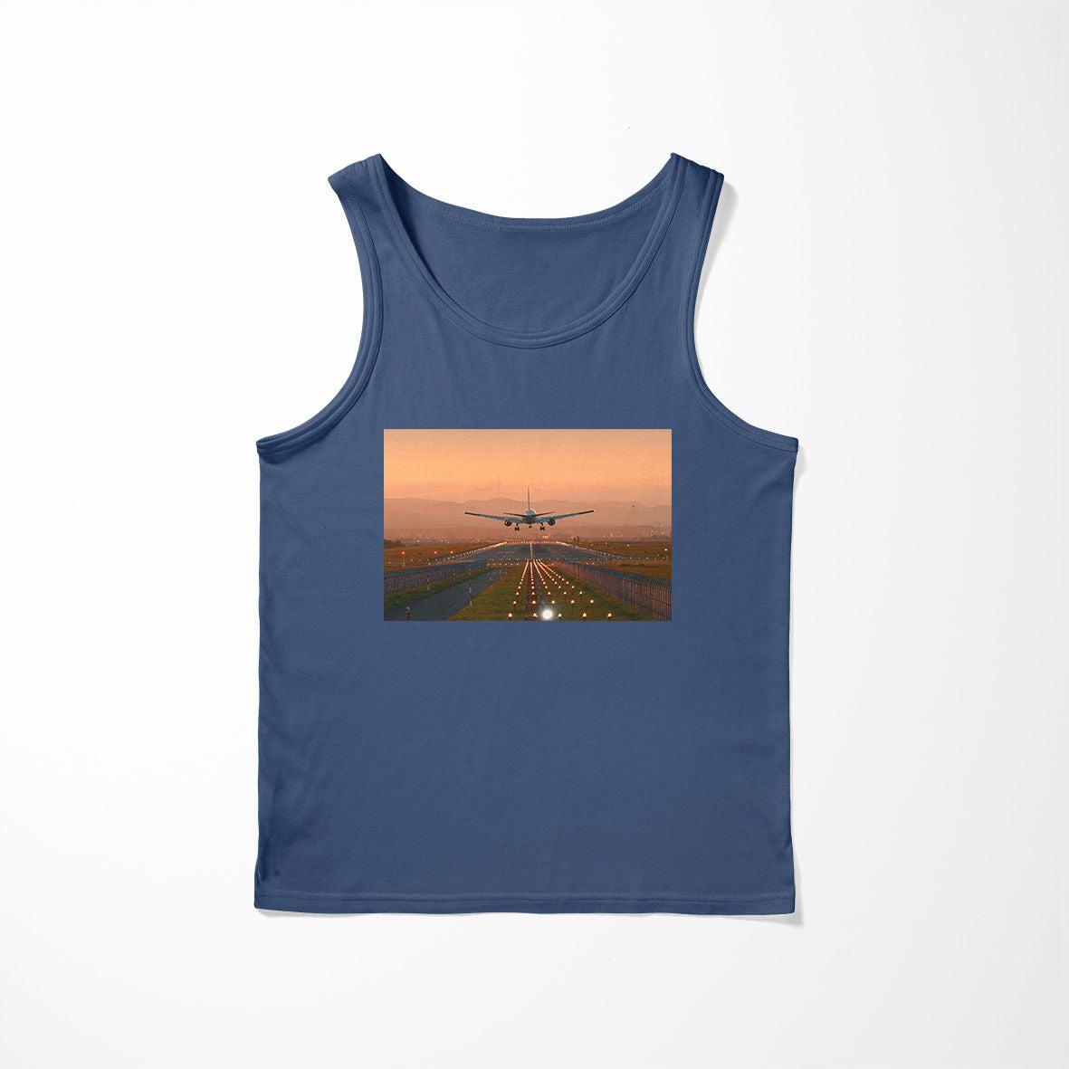 Super Cool Landing During Sunset Designed Tank Tops