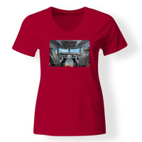 Thumbnail for Embraer E190 Cockpit Designed V-Neck T-Shirts