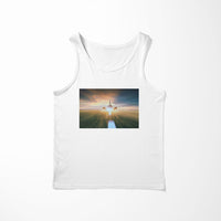 Thumbnail for Airplane Flying Over Runway Designed Tank Tops