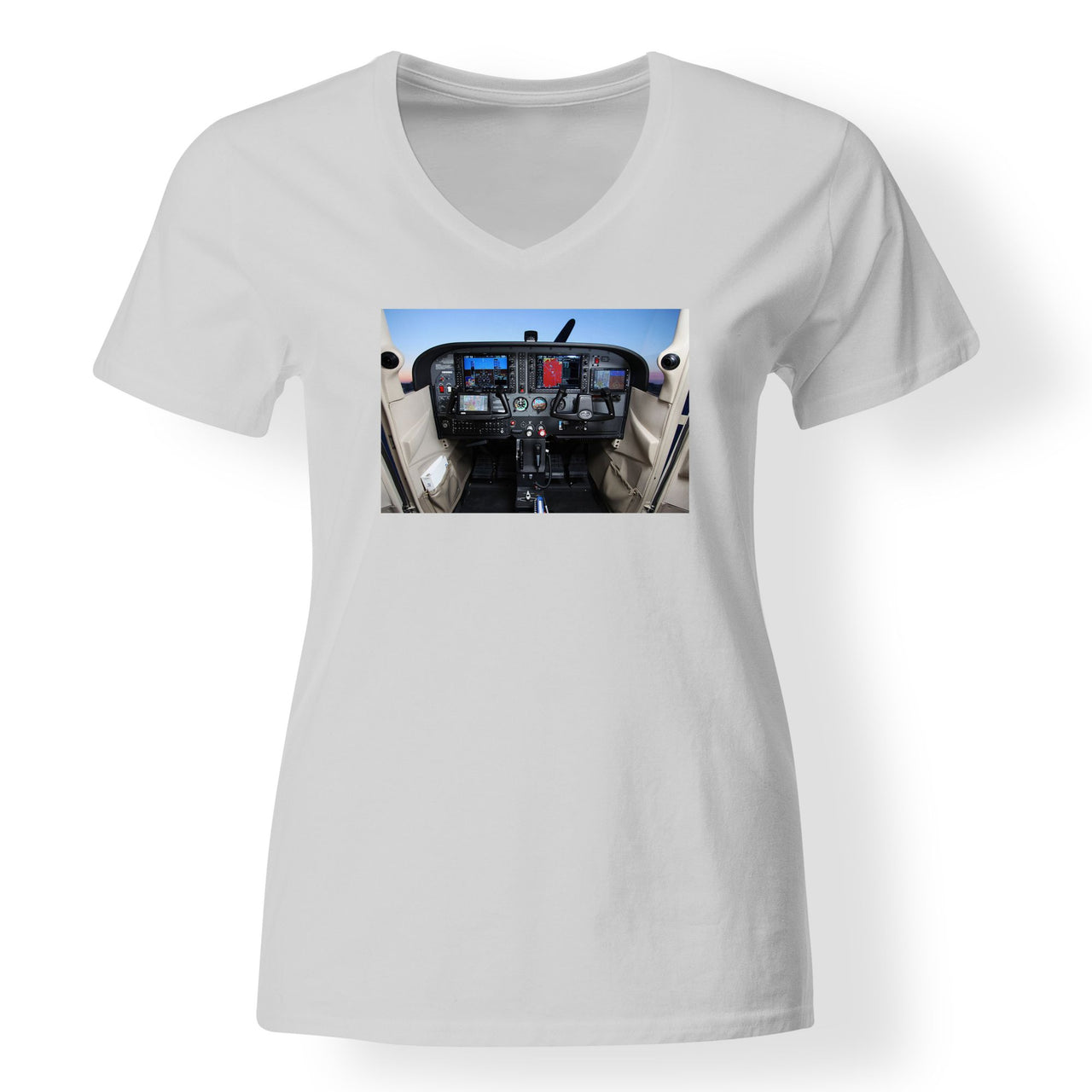 Cessna 172 Cockpit Designed V-Neck T-Shirts