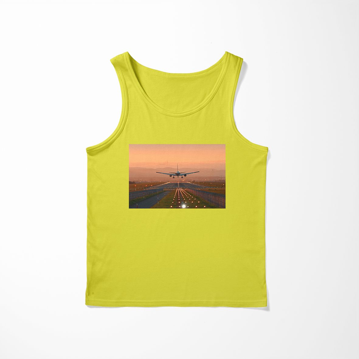 Super Cool Landing During Sunset Designed Tank Tops