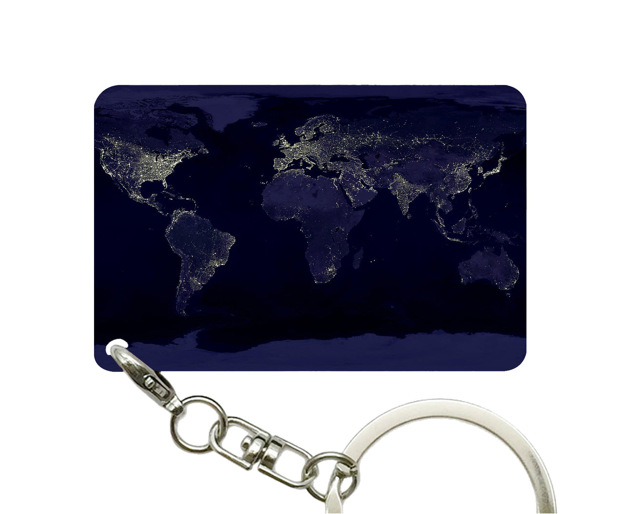 World Map From Space Designed Key Chains