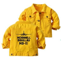 Thumbnail for McDonnell Douglas MD-11 & Plane Designed Children Denim Jackets