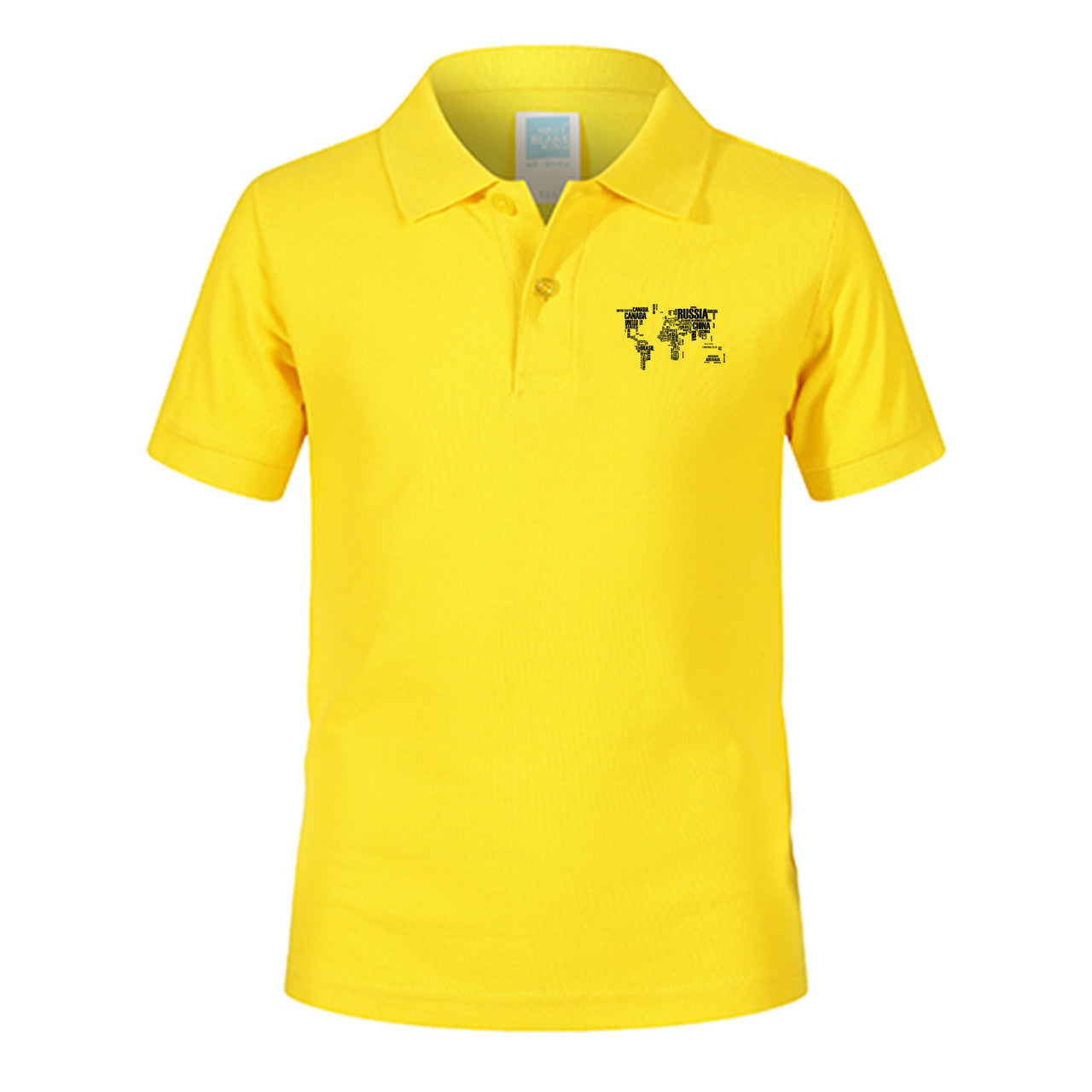 World Map (Text) Designed Children Polo T-Shirts