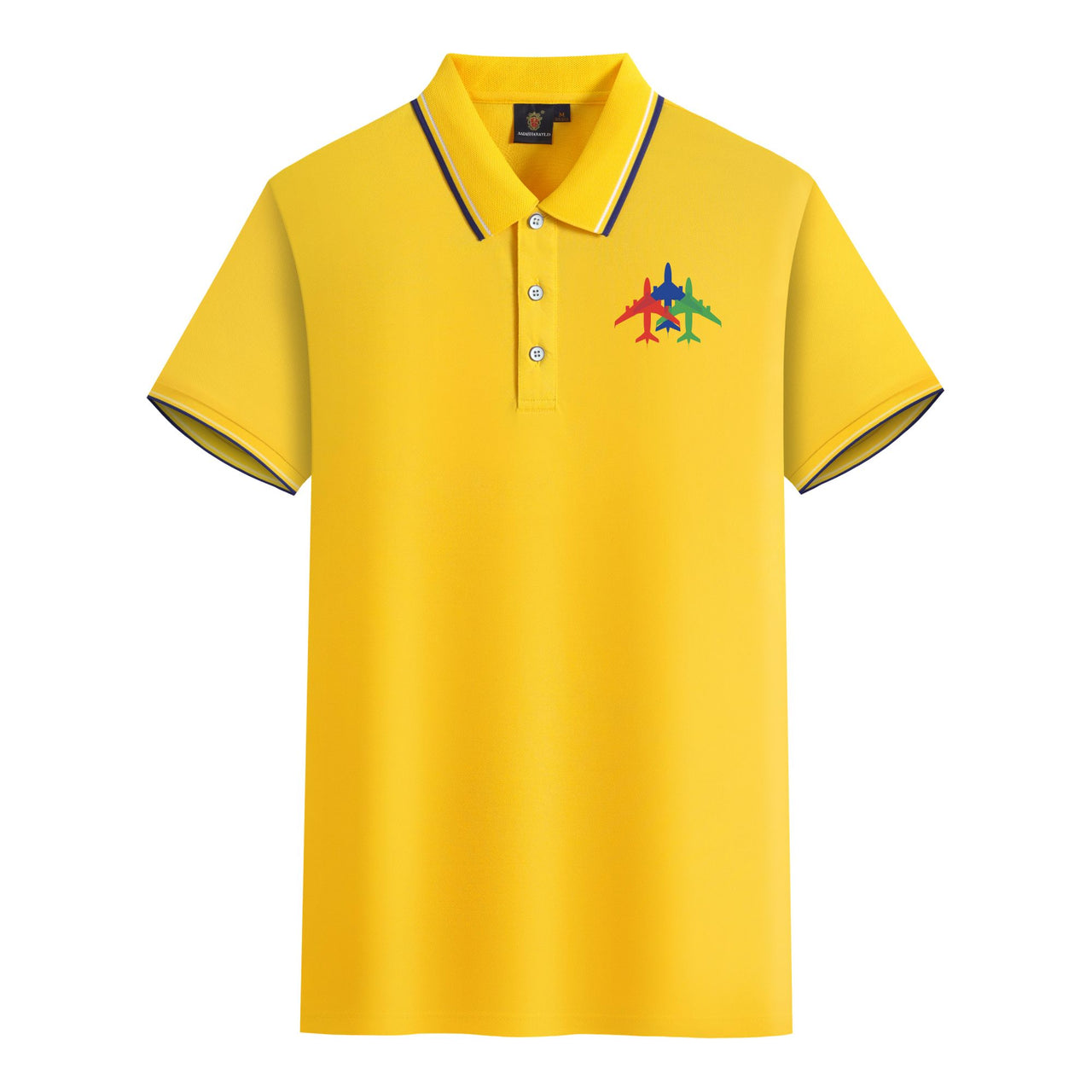 Colourful 3 Airplanes Designed Stylish Polo T-Shirts