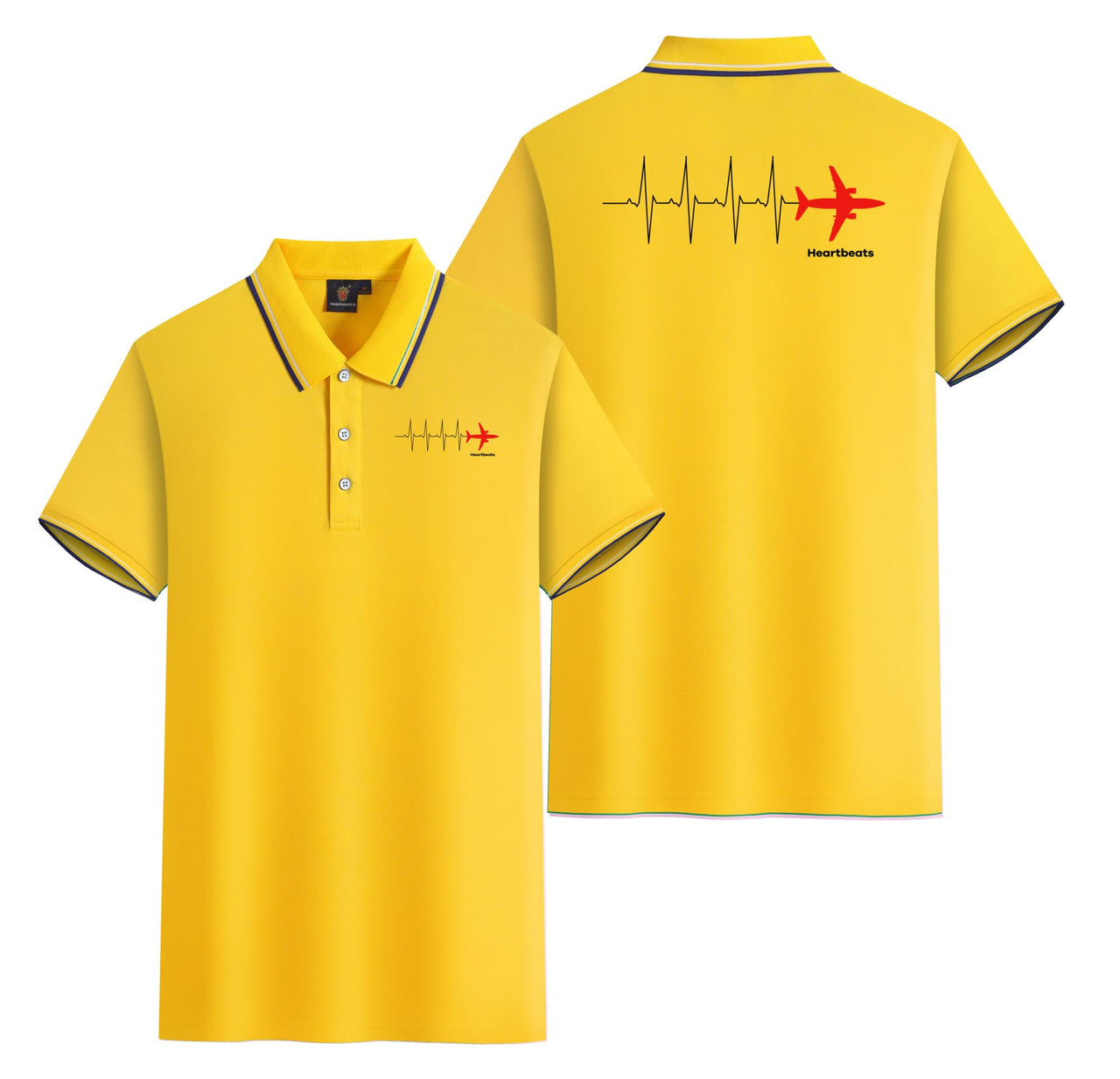 Aviation Heartbeats Designed Stylish Polo T-Shirts (Double-Side)