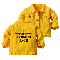 Thumbnail for ILyushin IL-76 & Plane Designed Children Denim Jackets