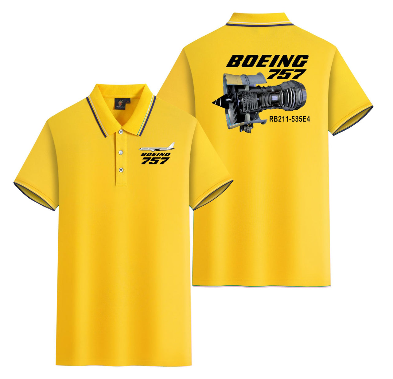 Boeing 757 & Rolls Royce Engine (RB211) Designed Stylish Polo T-Shirts (Double-Side)