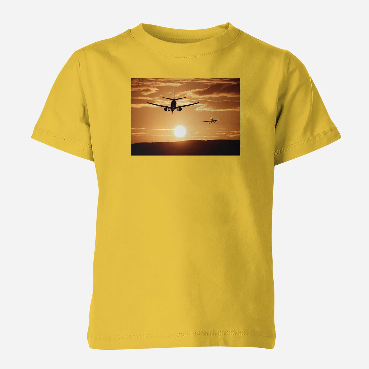 Two Aeroplanes During Sunset Designed Children T-Shirts