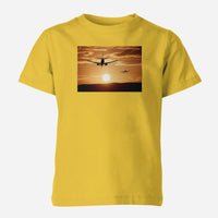 Thumbnail for Two Aeroplanes During Sunset Designed Children T-Shirts