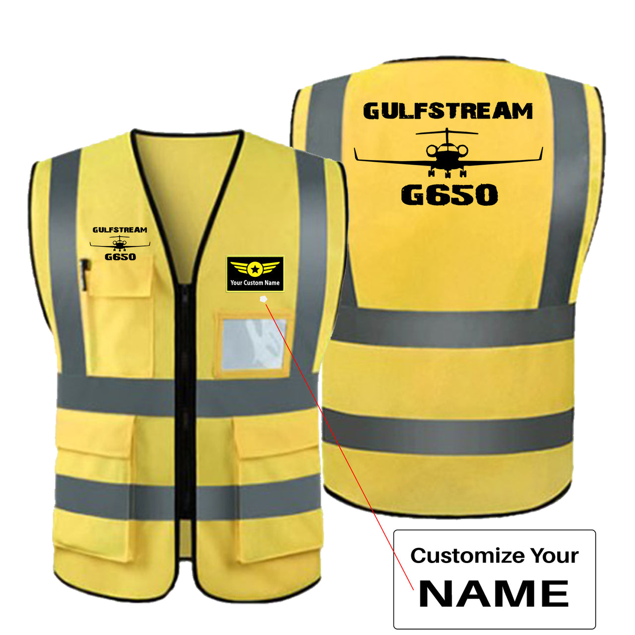 Gulfstream G650 & Plane Designed Reflective Vests