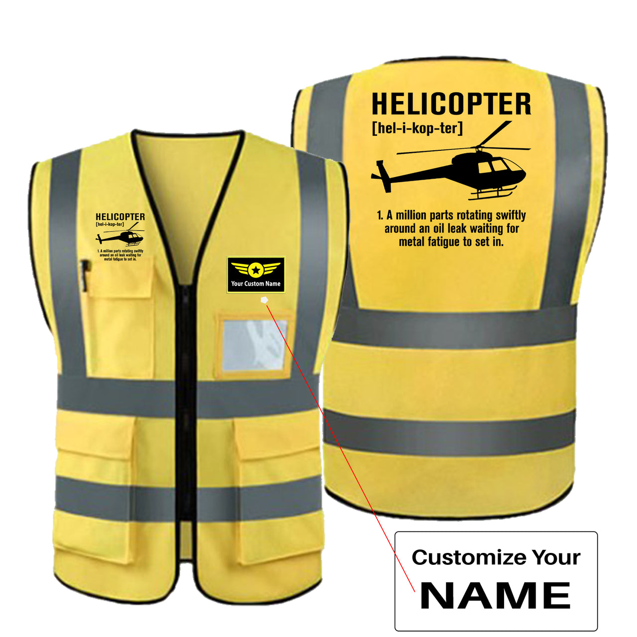 Helicopter [Noun] Designed Reflective Vests