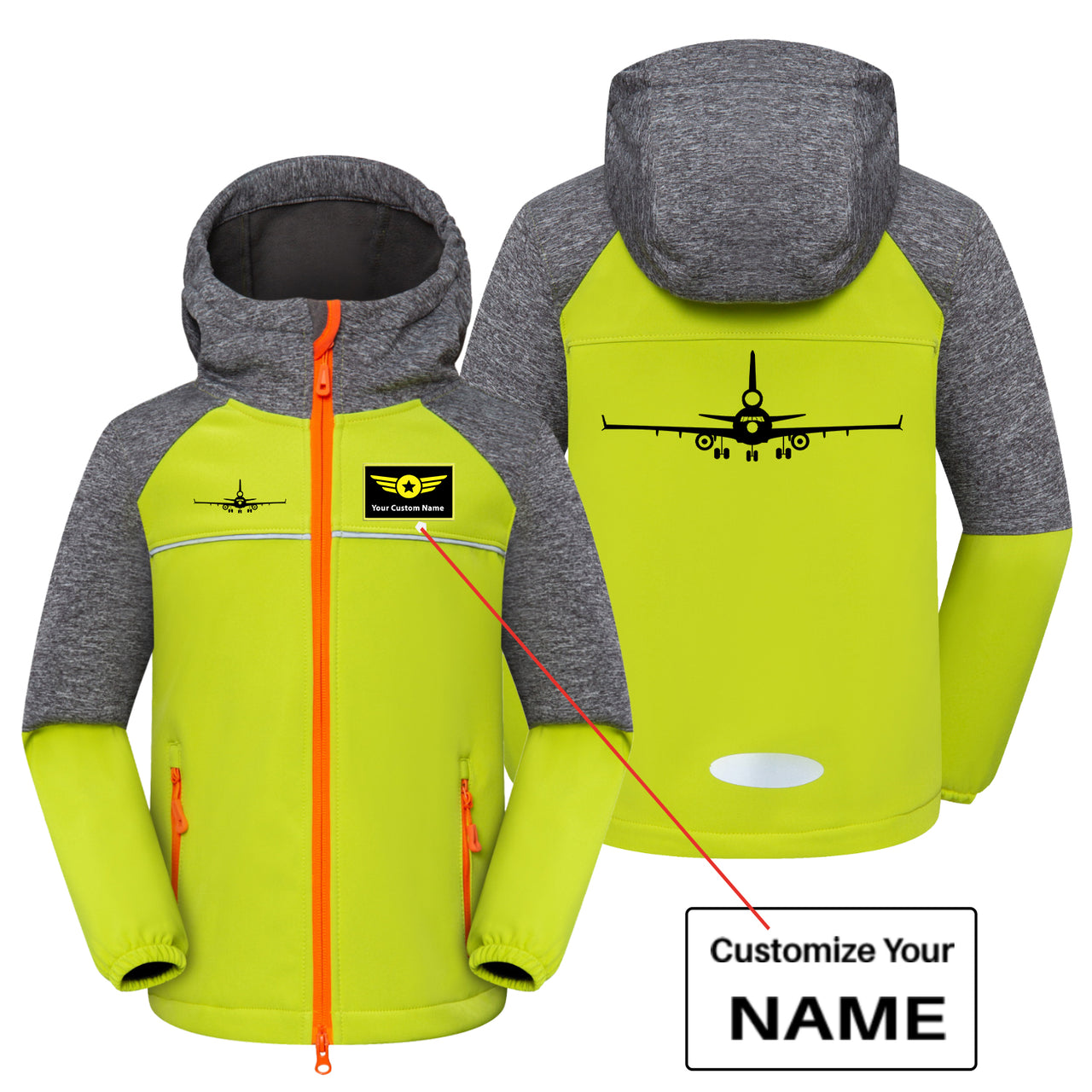 McDonnell Douglas MD-11 Silhouette Plane Designed Children Polar Style Jackets