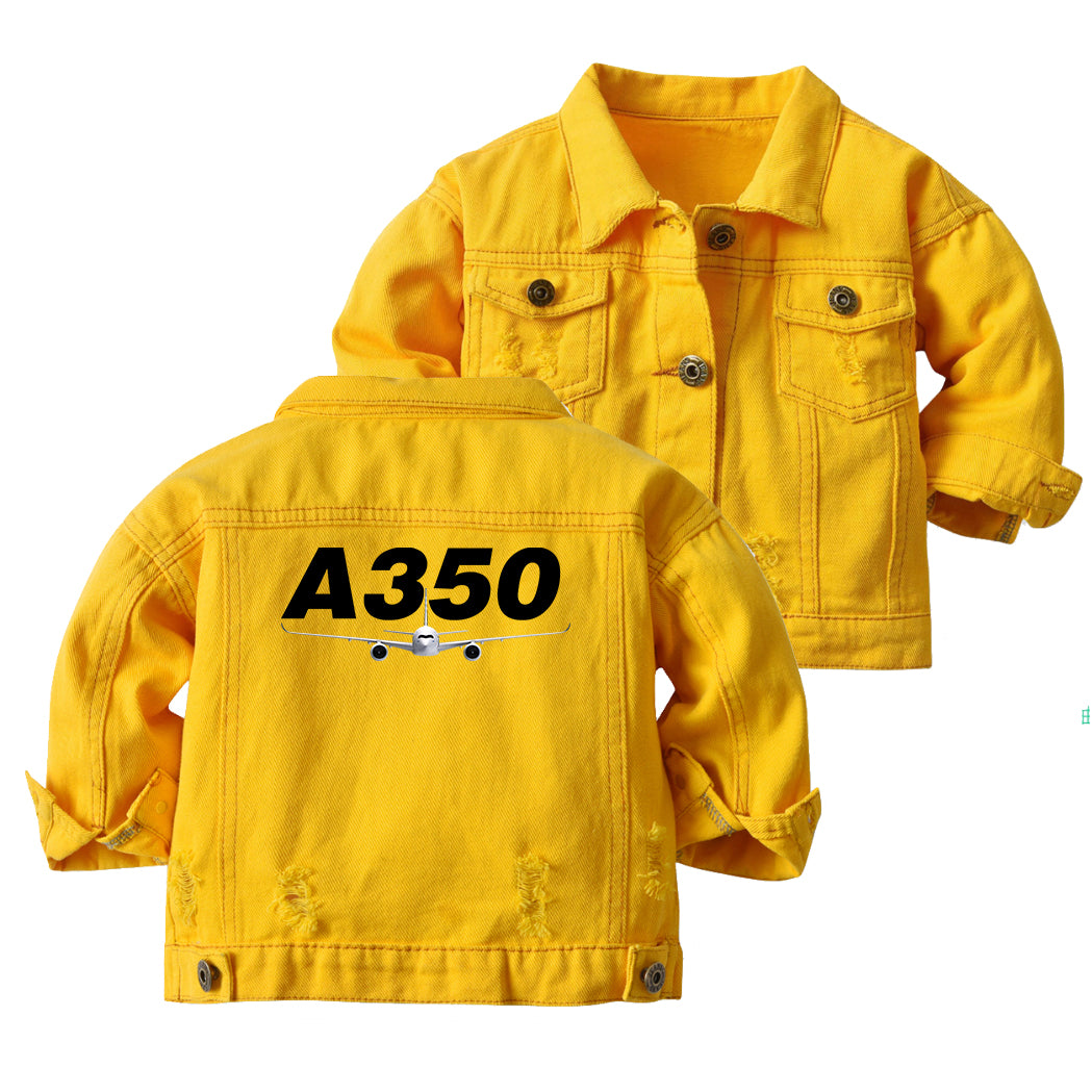 Super Airbus A350 Designed Children Denim Jackets