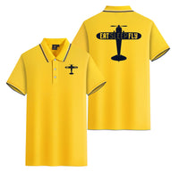 Thumbnail for Eat Sleep Fly & Propeller Designed Stylish Polo T-Shirts (Double-Side)