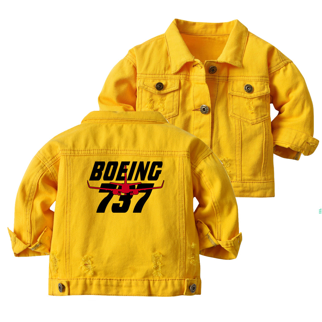 Amazing Boeing 737 Designed Children Denim Jackets