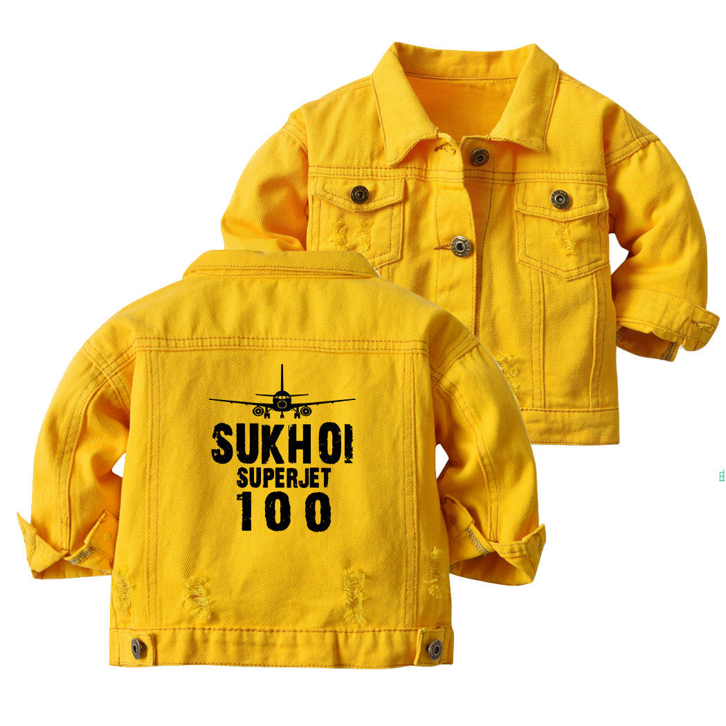 Sukhoi Superjet 100 & Plane Designed Children Denim Jackets