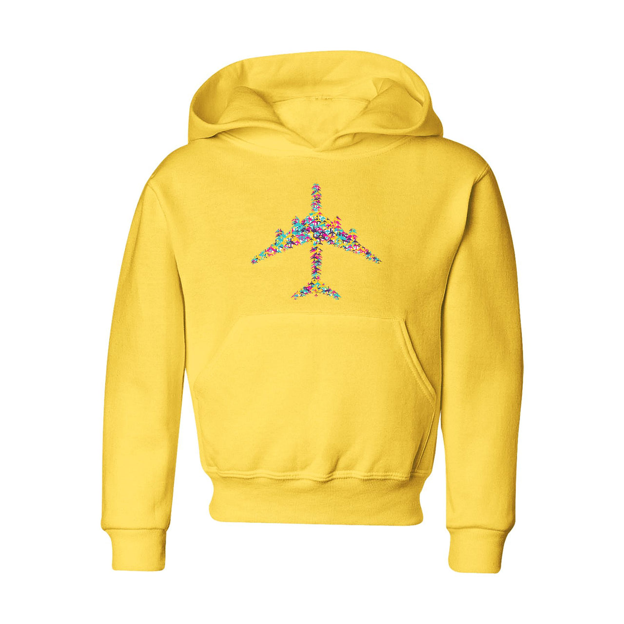 Colourful Airplane Designed "CHILDREN" Hoodies