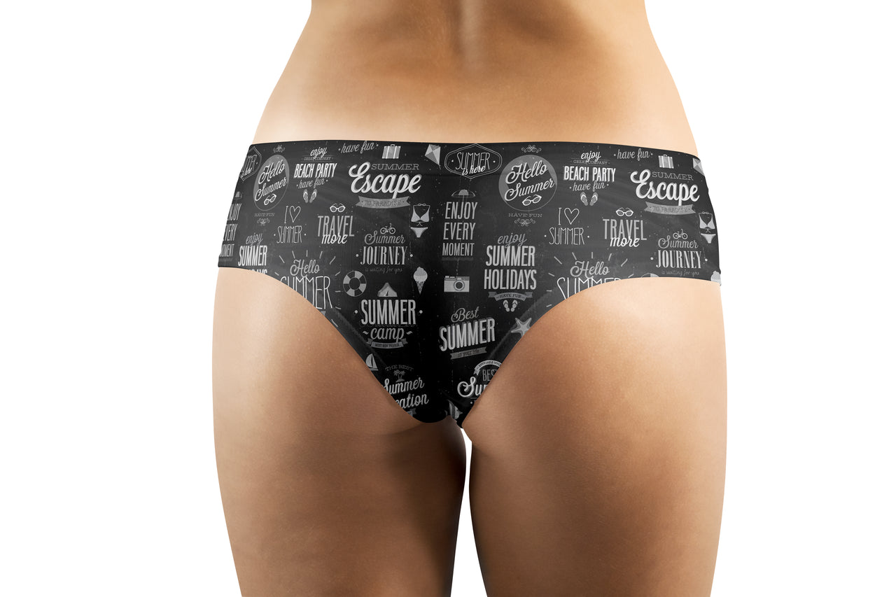 Black & White Super Travel Icons Designed Women Panties & Shorts