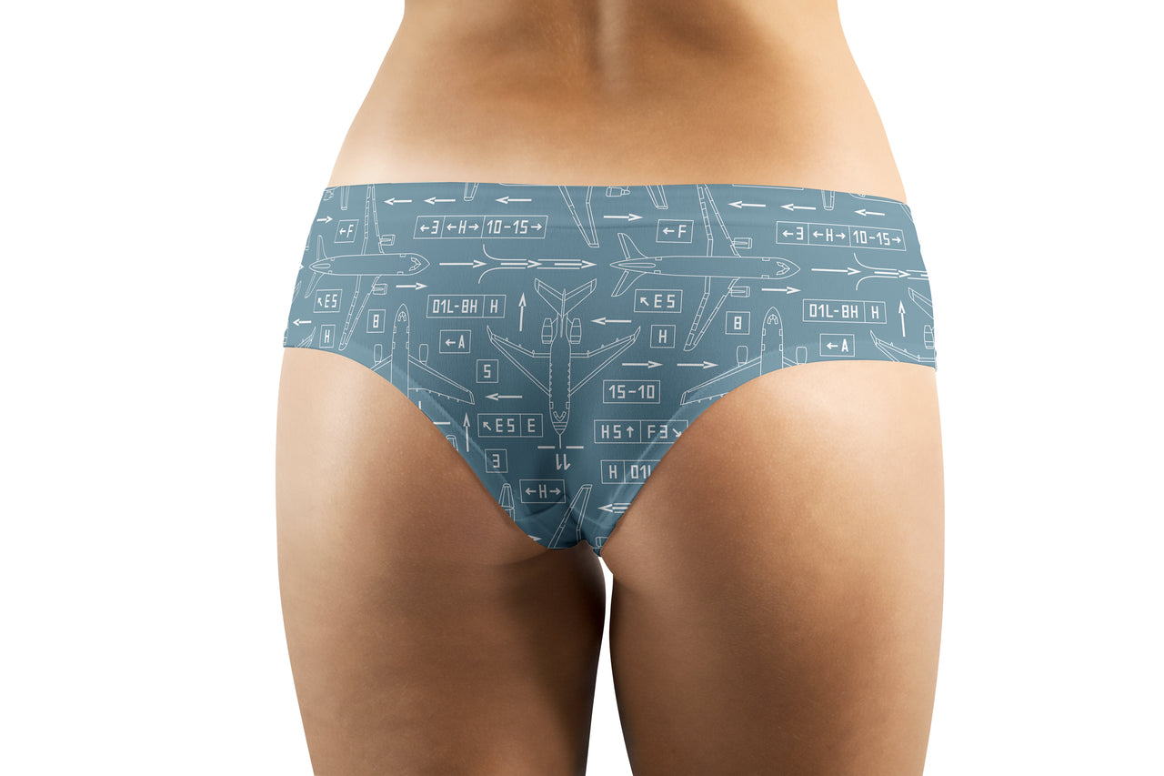 Jet Planes & Airport Signs Designed Women Panties & Shorts