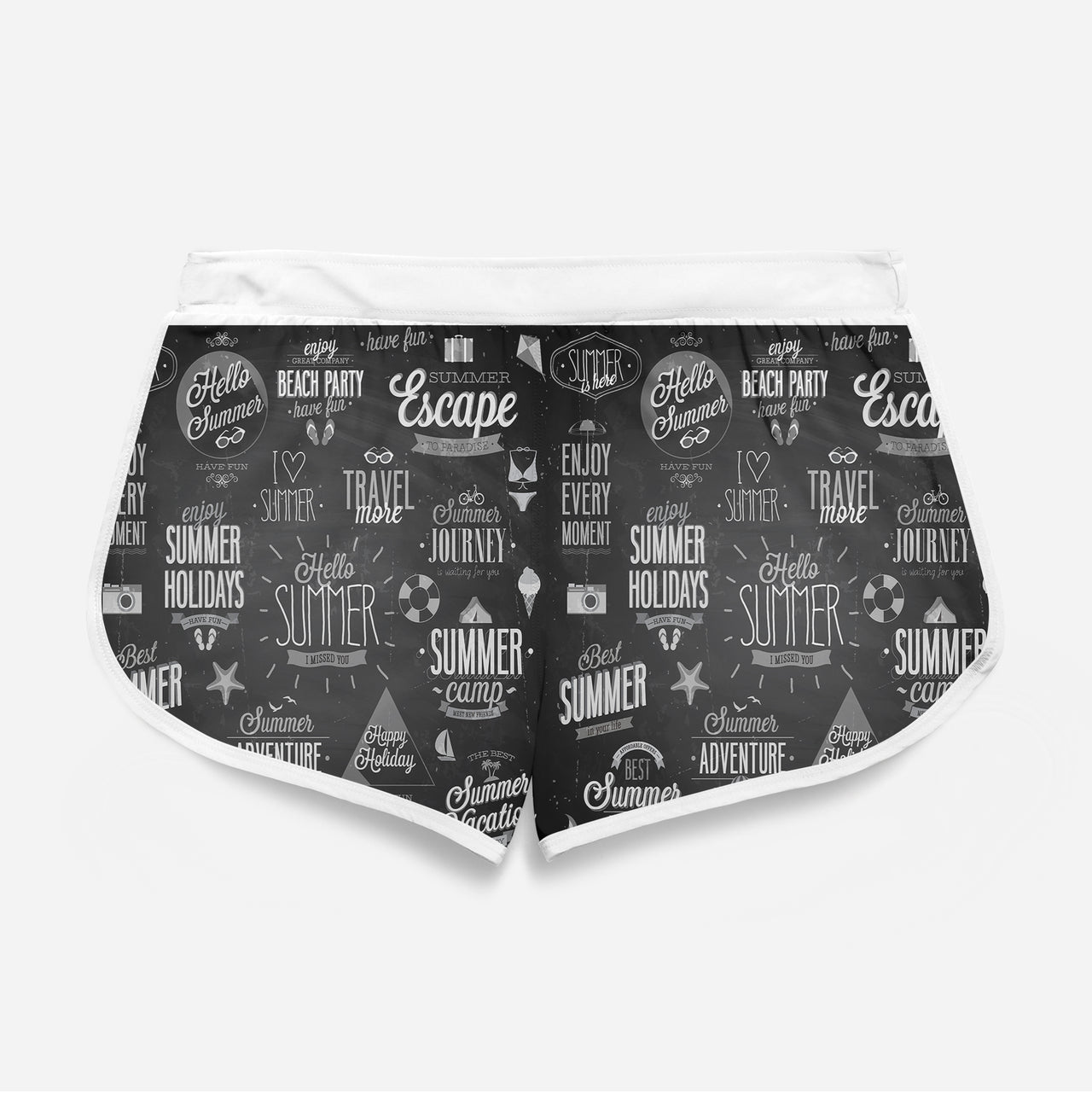 Black & White Super Travel Icons Designed Women Beach Style Shorts