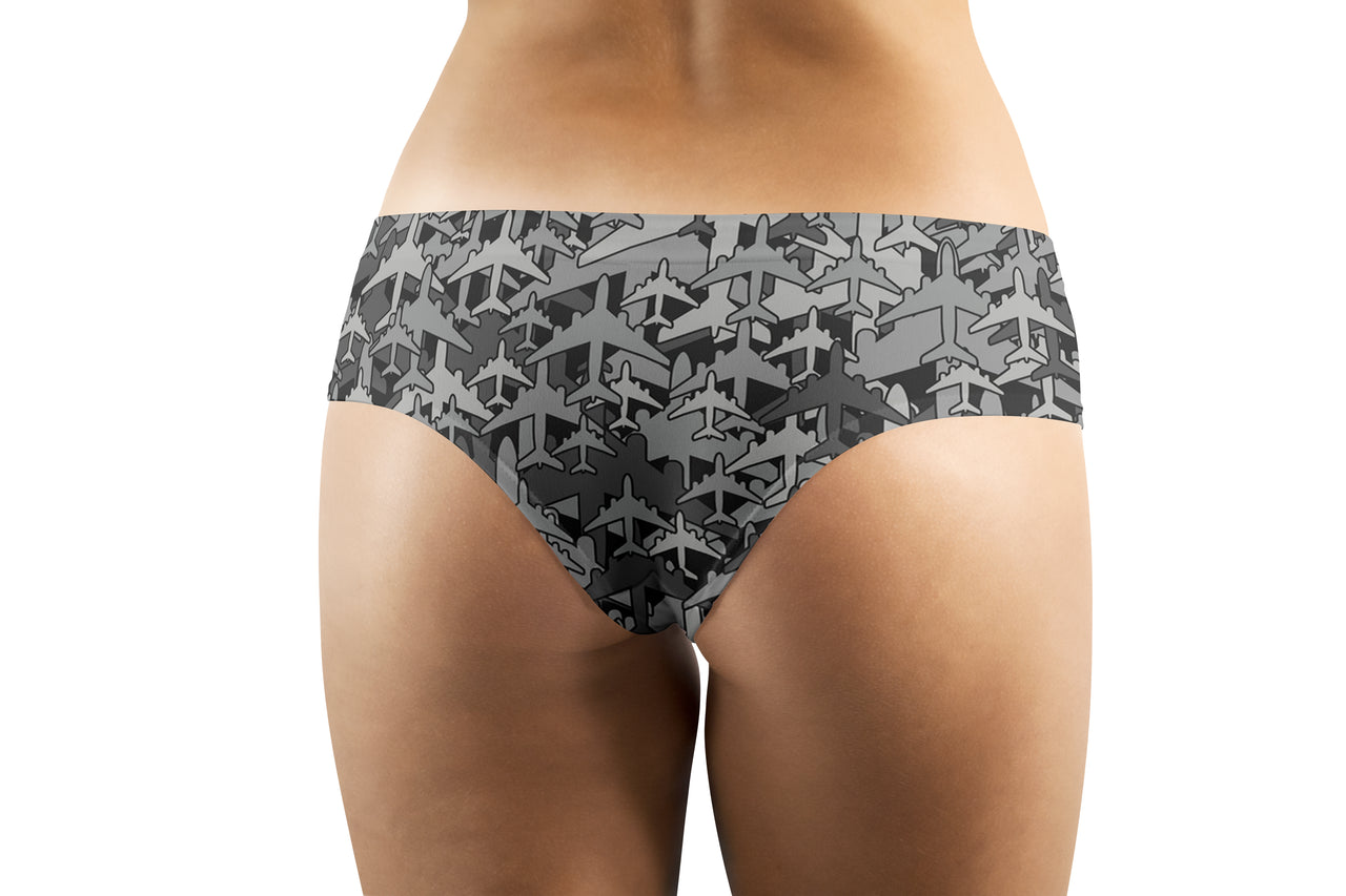 Dark Coloured Airplanes Designed Women Panties & Shorts