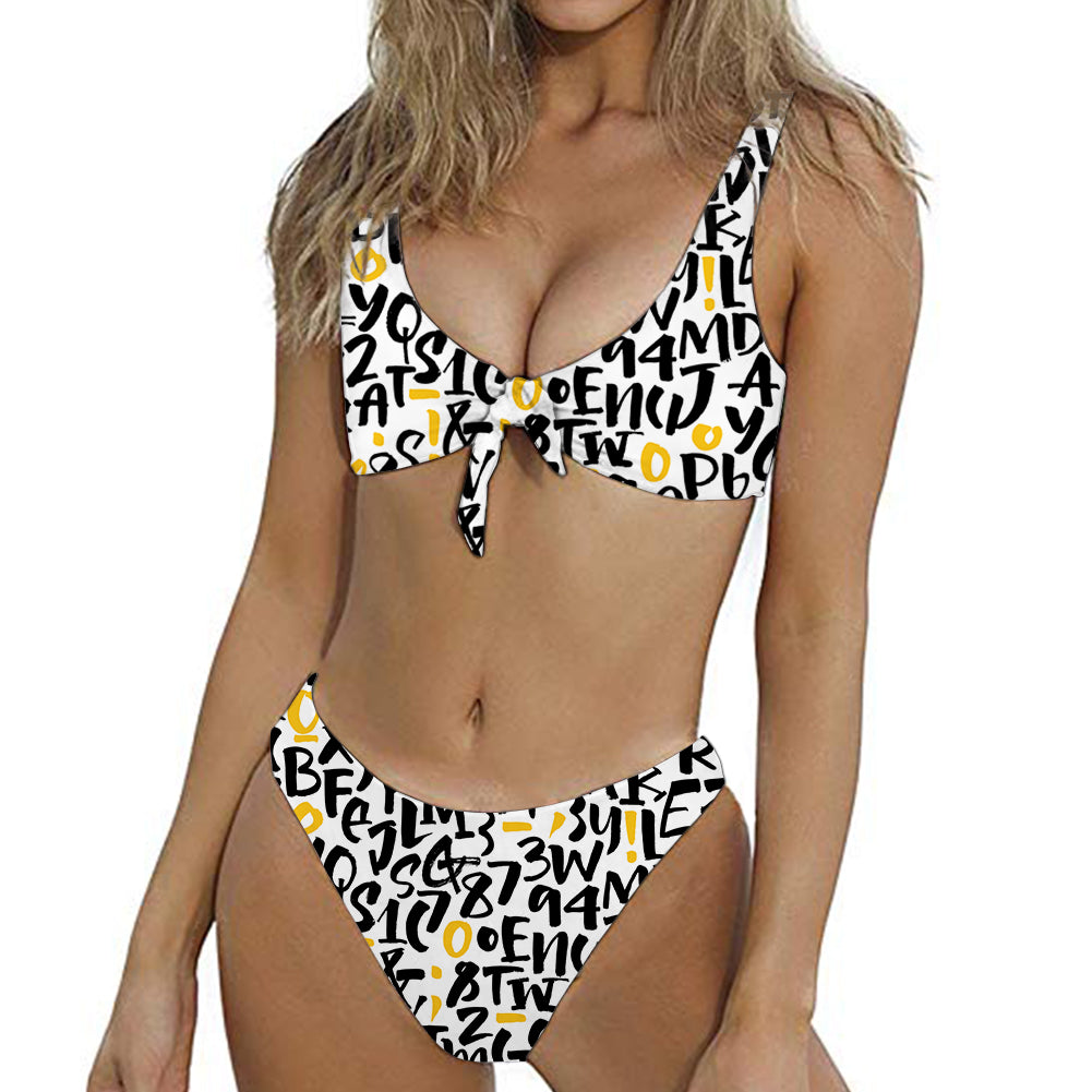 Mixed Letters Designed Women Sexy Bikini Set Swimsuit