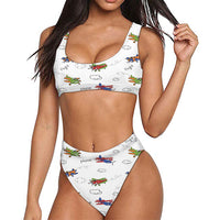 Thumbnail for Colorful Cartoon Planes Designed Women Bikini Set Swimsuit