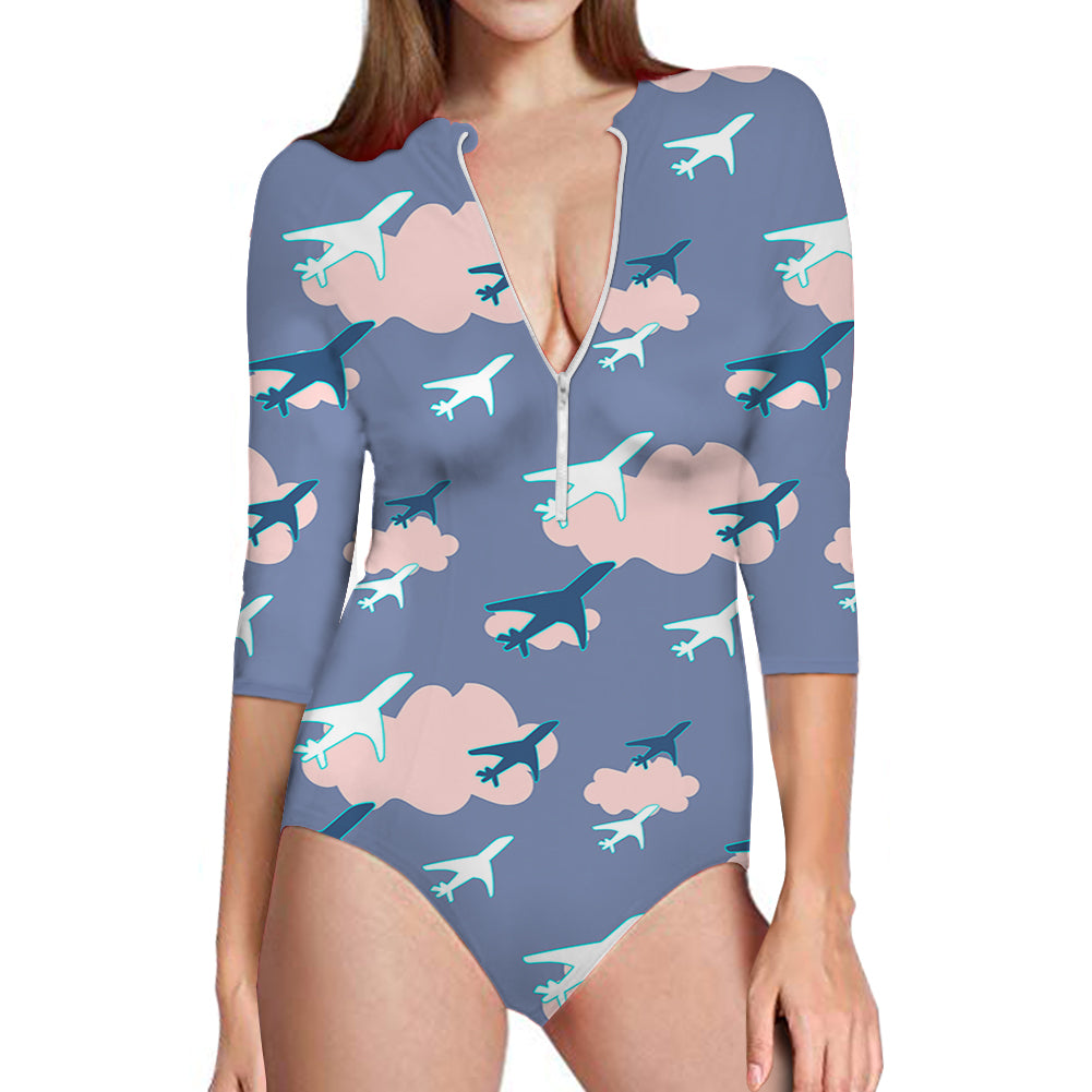 Cool & Super Airplanes (Vol2) Designed Deep V Swim Bodysuits