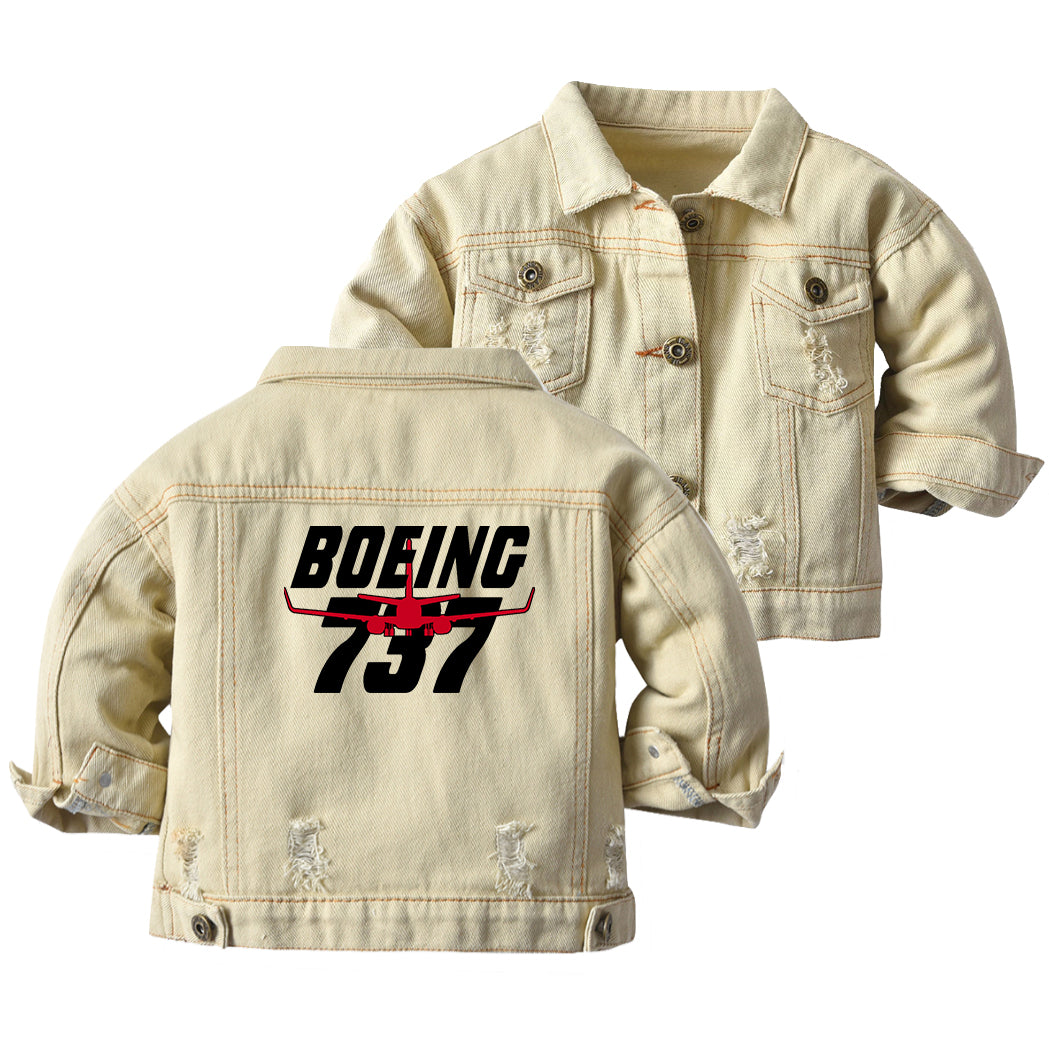 Amazing Boeing 737 Designed Children Denim Jackets