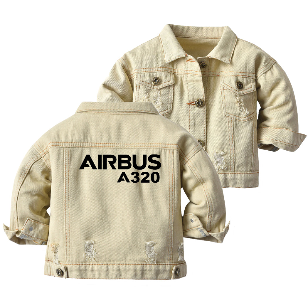 Airbus A320 & Text Designed Children Denim Jackets