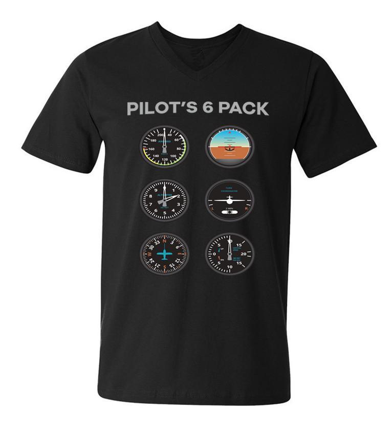 Pilot's Six Pack Designed Men V-Neck T-Shirts